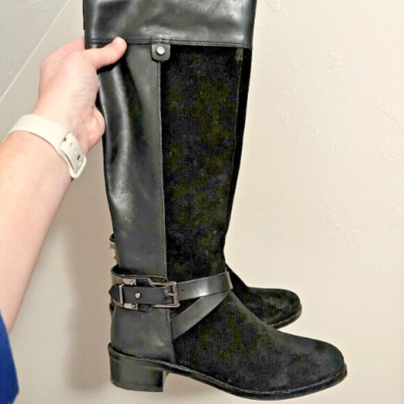 Vince Camuto Shoes - Vince Camuto Women's Jaran Riding Boots - Black Leather and Suede